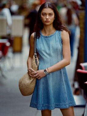 Madewell Light Blue Denim Top with Scoop Neck